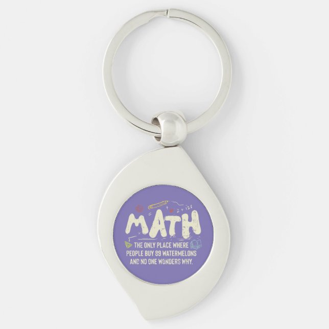 Math Mathematics Math Teacher Gift Swirl Silverfärgad Nyckelring (Framsidan)