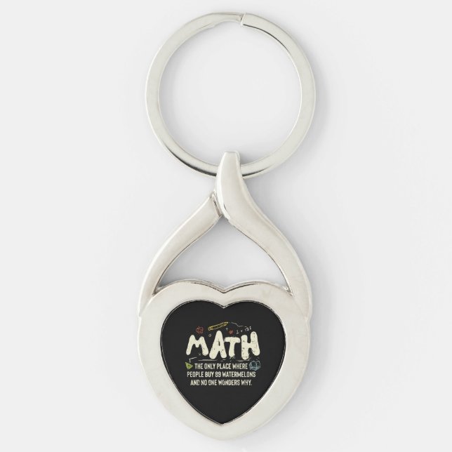 Math Mathematics Math Teacher Gift Twisted Heart Silverfärgad Nyckelring (Framsidan)