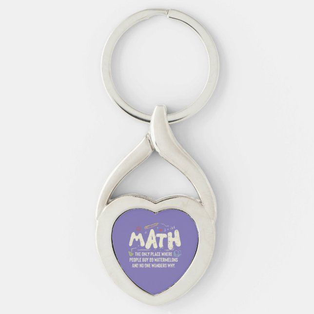 Math Mathematics Math Teacher Gift Twisted Heart Silverfärgad Nyckelring (Framsidan)