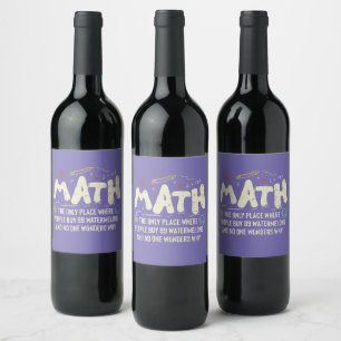 Math Mathematics Math Teacher Gift Vinflaska Etikett