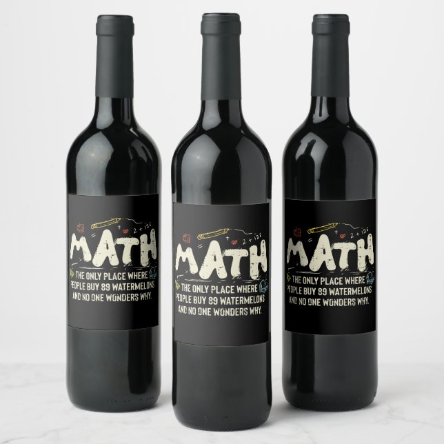 Math Mathematics Math Teacher Gift Vinflaska Etikett (Flaskor)