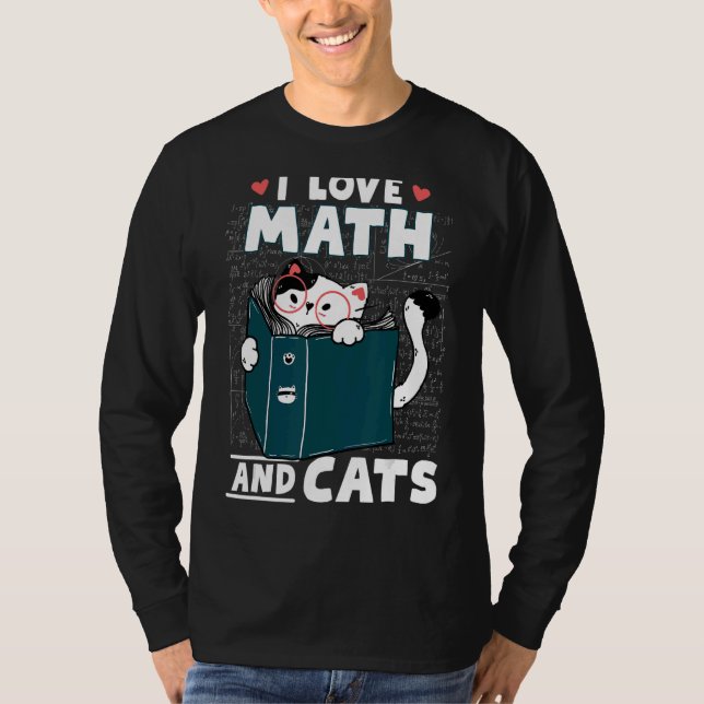 Math Nerd Math Teacher Cat I Kärlek Math and Cats T Shirt (Framsida)