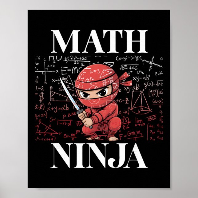 Math Ninja Algebra Kalkyl Matematik Student Lärare Poster (Framsidan)