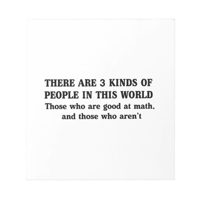 Math och 3 typer av människor anteckningsblock (Framsida)