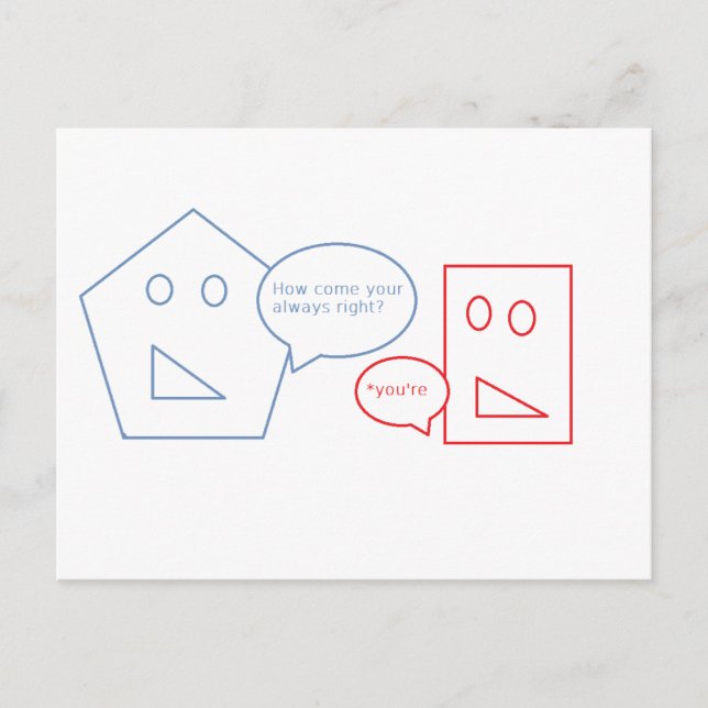 Math och English Pun Vykort (Framsida)