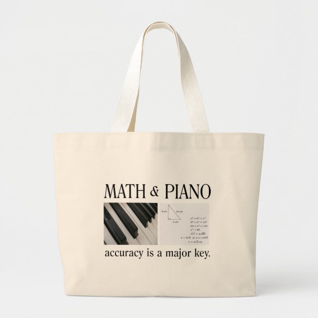 math och pianot ha som huvudämne nyckeln jumbo tygkasse (Framsidan)