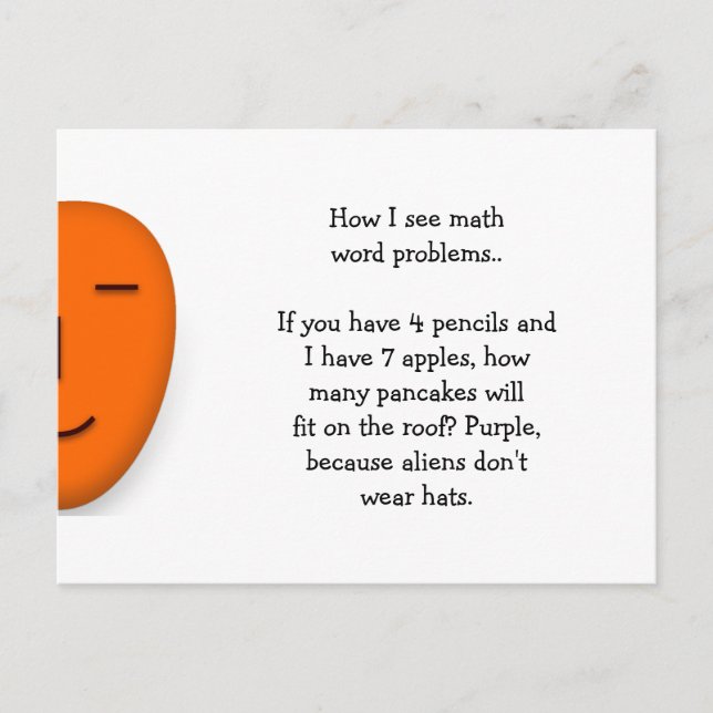 Math Ord Problems.. Lustigt Skicka ett Smile-vykor Vykort (Framsida)