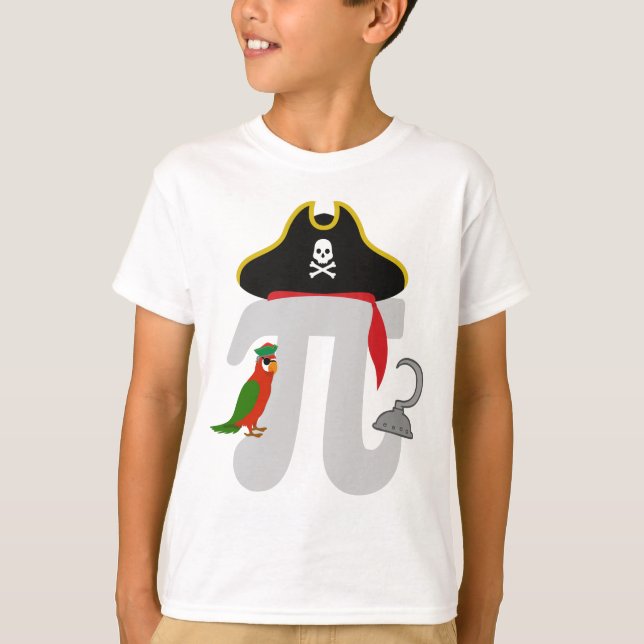 Math Pi Rate with parrot - Pi Day T Shirt (Framsida)