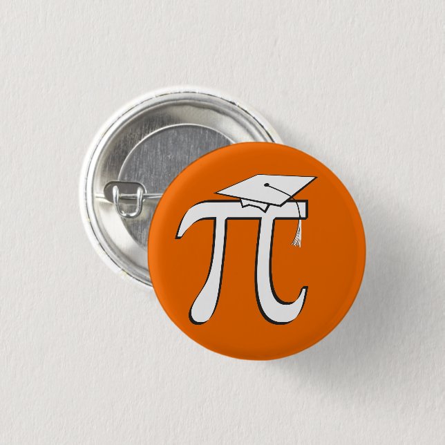 Math Pi Student © - Orange och Vit Knapp (Framsida & baksida)