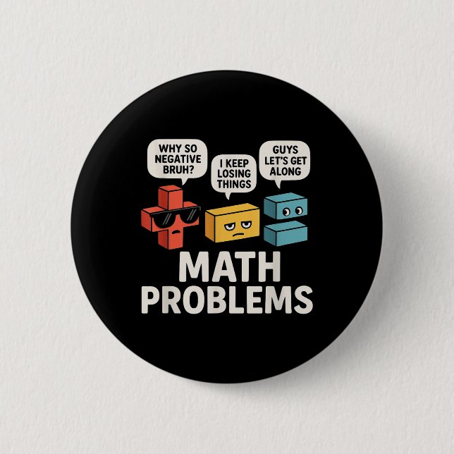Math Problems Symbols Funny Teacher Back to school Knapp (Framsida)