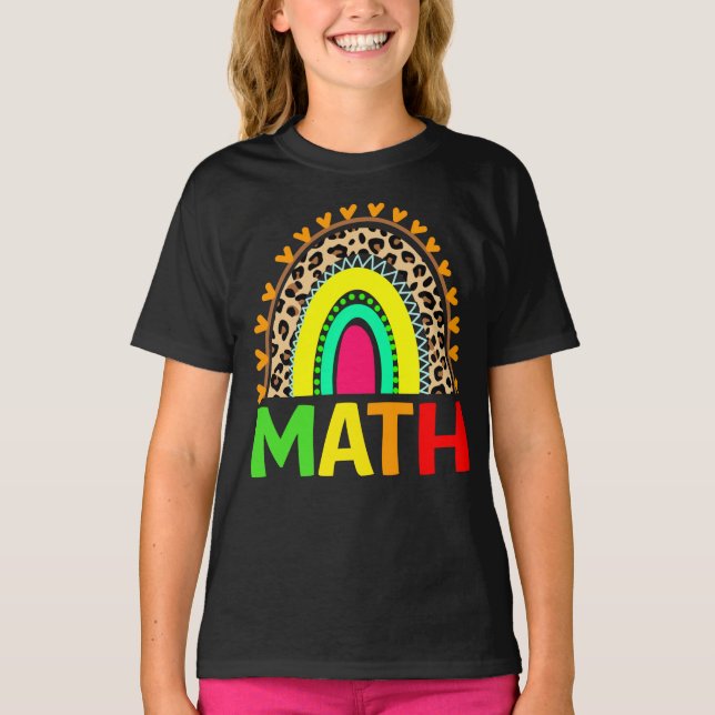 Math Rainbow Leopard Back to school T-Shirt (Framsida)