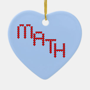 Math Red Hearts Text Julgransprydnad Keramik