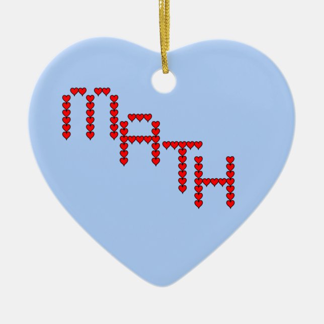 Math Red Hearts Text Julgransprydnad Keramik (Framsidan)