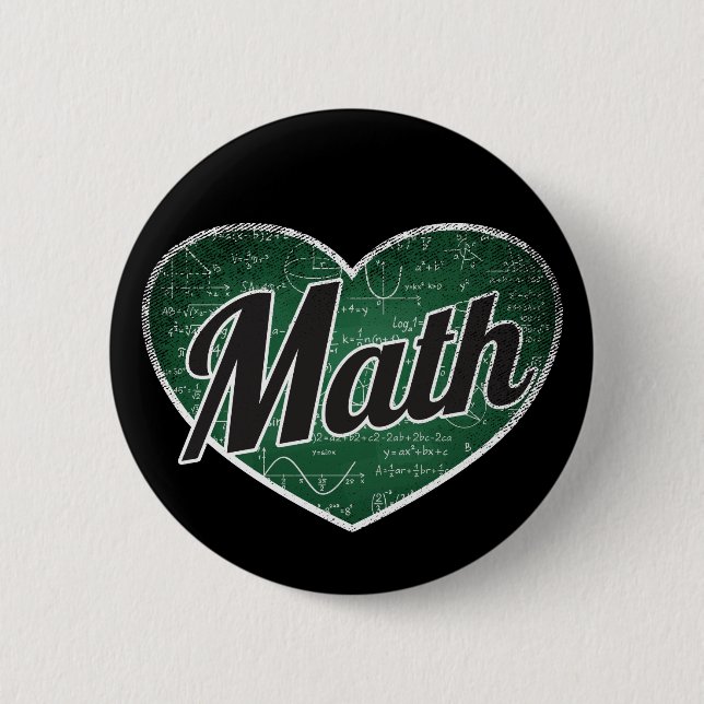 Math Retro Heart Blackboard Kärlek Knapp (Framsida)