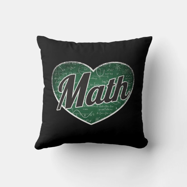 Math Retro Heart Blackboard Kärlek Kudde (Baksida)