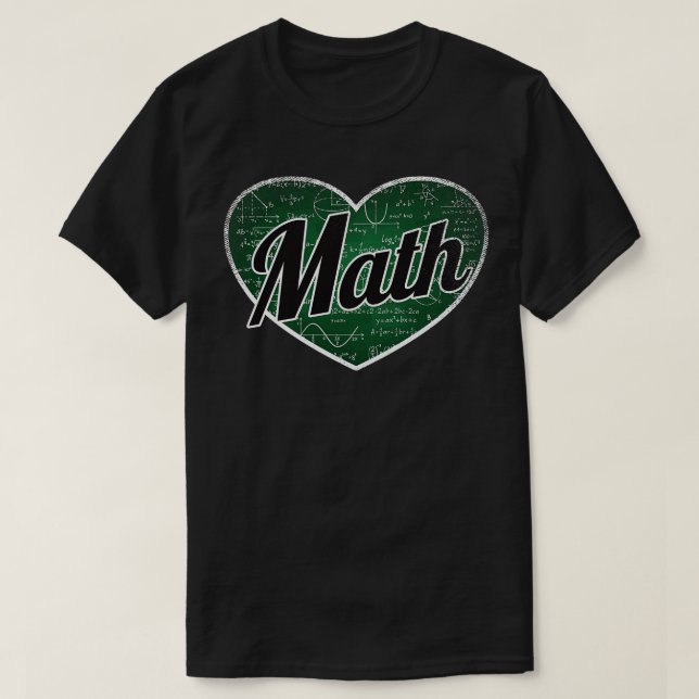 Math Retro Heart Blackboard Kärlek T Shirt (Design framsida)