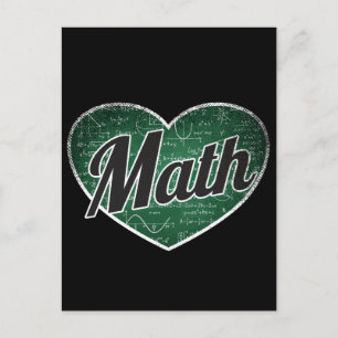 Math Retro Heart Blackboard Kärlek Vykort