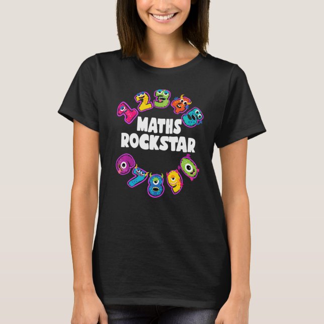 Math Rockstar Kids Coola Monster Numbers Math T Shirt (Framsida)