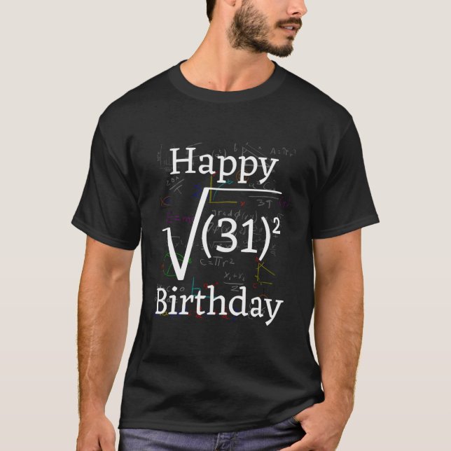 Math Root Square Lycklig 31a Birthday Celebration T Shirt (Framsida)