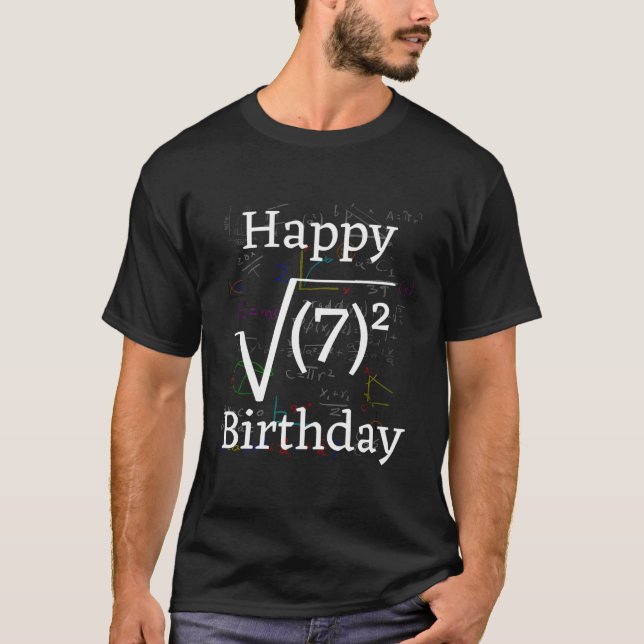 Math Root Square Lycklig 7:e Birthday-firandet T Shirt (Framsida)