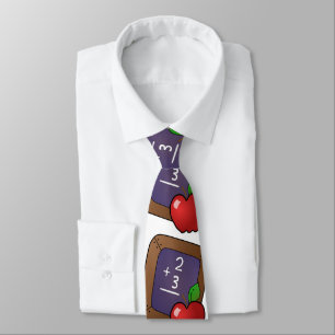 Math School Teacher Apple Blackboard Necktie Slips