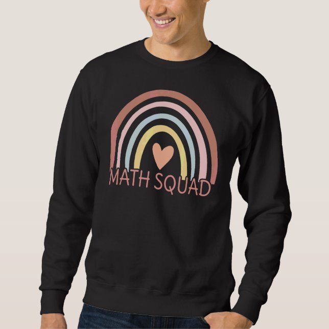 Math Squad Boho Rainbow Student Math Teacher Back Lång Ärmad Tröja (Framsida)