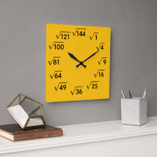 Math Square Root Wall Clock Fyrkantig Klocka