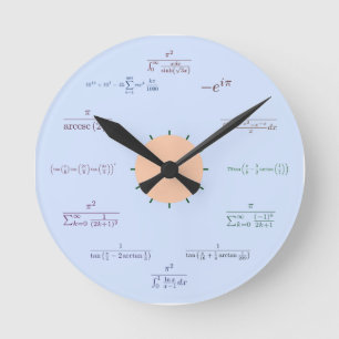 Math tar tid på (blått) rund klocka
