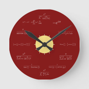 Math tar tid på (röd bakgrund) rund klocka