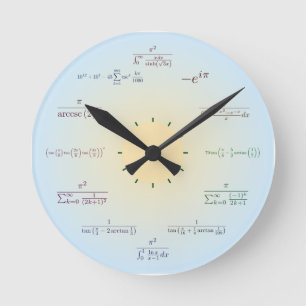 Math tar tid på (tända - blått), rund klocka