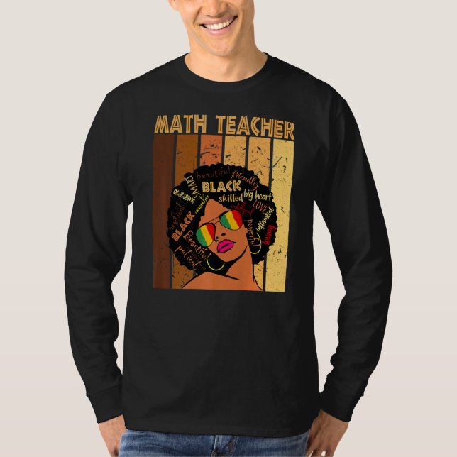 Math Teacher Afro African American Black History M T Shirt (Framsida)