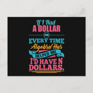 Math Teacher Algebra Pun N Dollars Postkort Vykort
