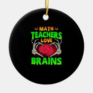 Math Teacher Brains Skeleton Hand Heart Halloween Julgransprydnad Keramik