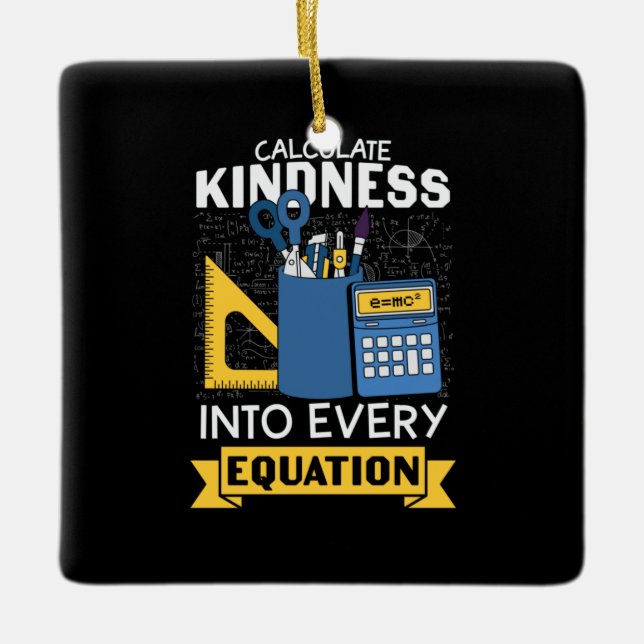Math Teacher Calculate Kindness Julgransprydnad Keramik (Framsida)