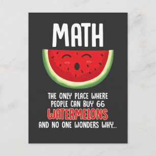 Math Teacher Calculation Mathematician Watermelon Vykort