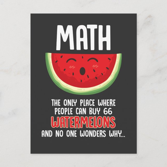 Math Teacher Calculation Mathematician Watermelon Vykort (Framsida)