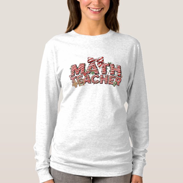 Math Teacher Christmas Long Sleeve T-Shirt  (Framsida)