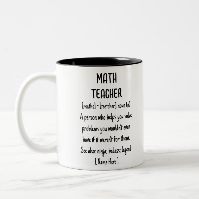 Math Teacher Definition Funny Anpassningsbar Gift Två-Tonad Mugg (Vänster)