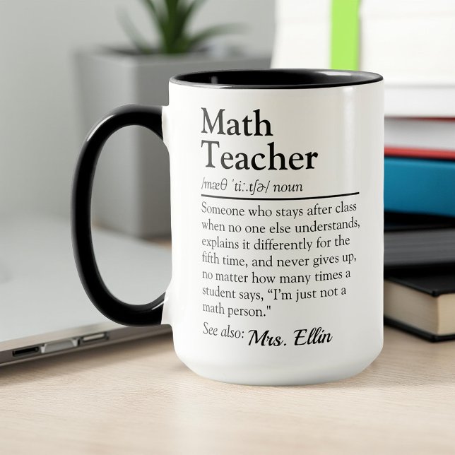 Math Teacher Definition Funny Teacher-uppskattning Mugg (Skapare uppladdad)