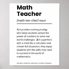 Math Teacher Definition, Math Teacher-uppskattning Poster