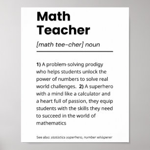 Math Teacher Definition, Math Teacher-uppskattning Poster