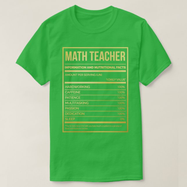 Math Teacher Funny Mathematics Nutrition Label in T Shirt (Design framsida)