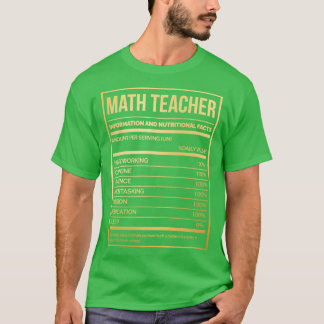 Math Teacher Funny Mathematics Nutrition Label in T Shirt