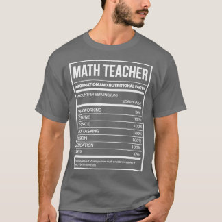 Math Teacher Funny Mathematics Nutrition Label T Shirt