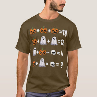 Math Teacher Halloween Jack O Lantern Ghost Math L T Shirt