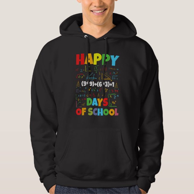 Math Teacher Happy 100th Day of School Equation Te Hoodie (Framsida)