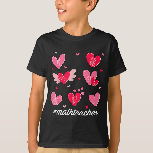 Math Teacher Heart Valentines Day Mathematics Teac T Shirt (Framsida)
