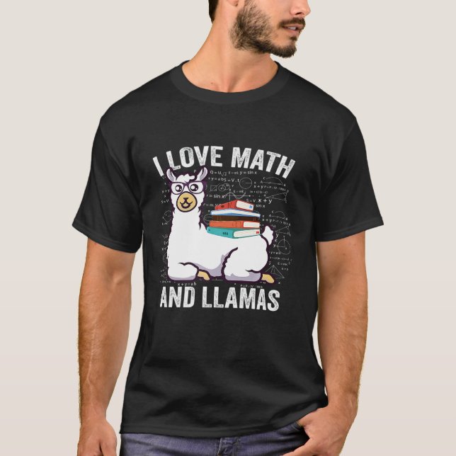 Math Teacher i Kärlek Math och Llamas Alpacas Teac T Shirt (Framsida)