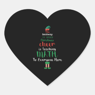 Math Teacher jul Elf Gift-design Hjärtformat Klistermärke