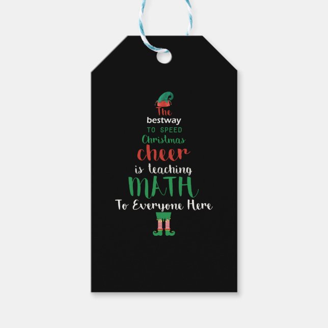 Math Teacher jul Elf Gift-design Presentetikett (Framsidan)
